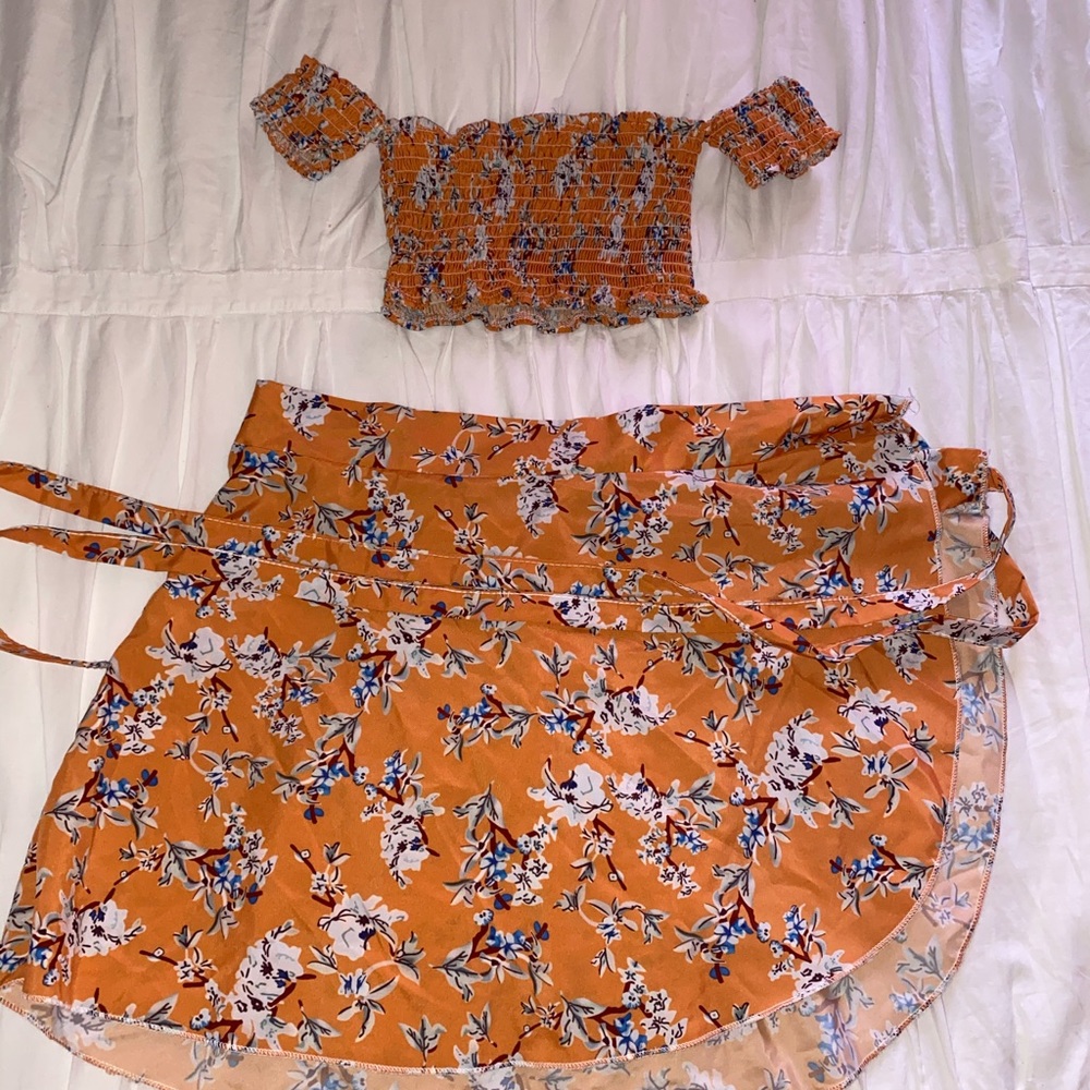 Floral yellow two piece set